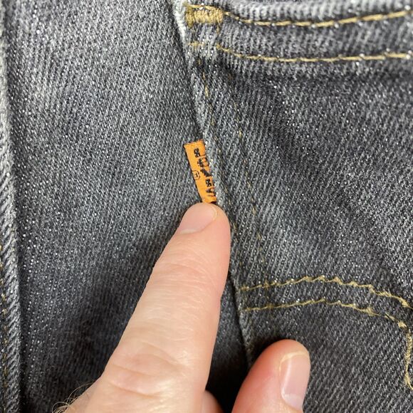 Vintage‎ Levis 517 Boot Cut Jeans Mens 36x30 Black Denim Orange Tab USA 90s - Picture 8 of 14